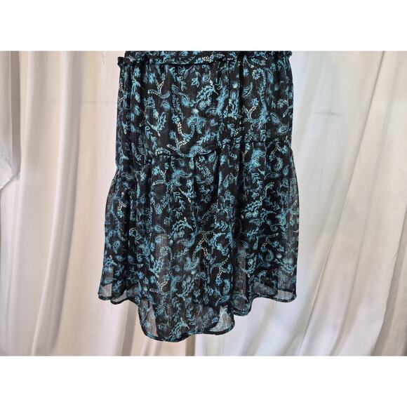 Misa Women's Designer Teal Shimmer Black Lyra Mini Dress Medium - Picture 7 of 11